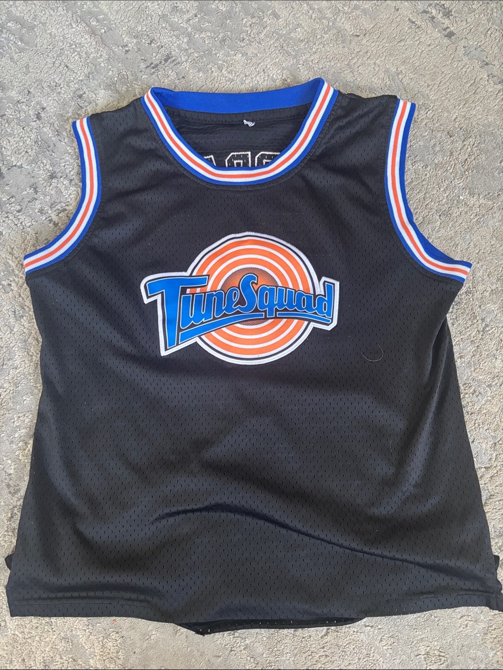 Kids Basketball Jersey - Black with Blue & Orange Trim